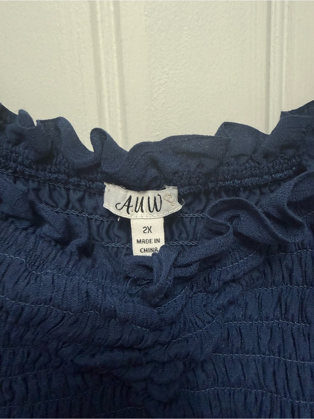 AUW Navy Blue Smocked Mini Dress - Picture 5 of 14